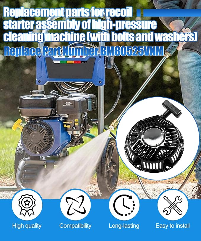 Recoil Pull Start Assembly Fits for Black Max Ryobi Echo Hart Ducar ToolTuff 212cc Engine 2500 2900 3100 3300 3200 3600 PSI Pressure Washer