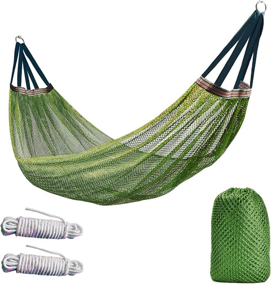 Hammock Camping, Breathable Mesh Portable Hammock, Anti-roll Outdoor Hammocks for Adults, Includes Storage Bag Green