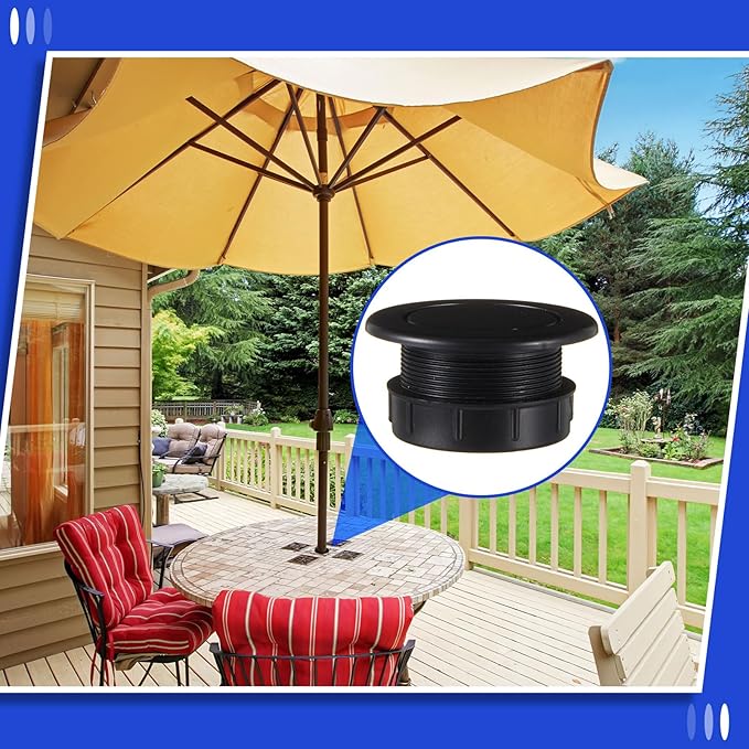 2 Sets Patio Table Umbrella Hole Ring Plug Cap Set, Outdoor Parasol Table Hole Cover Insert Thicker Patio Plug Ring for Outdoor, Yard, Garden(Black)