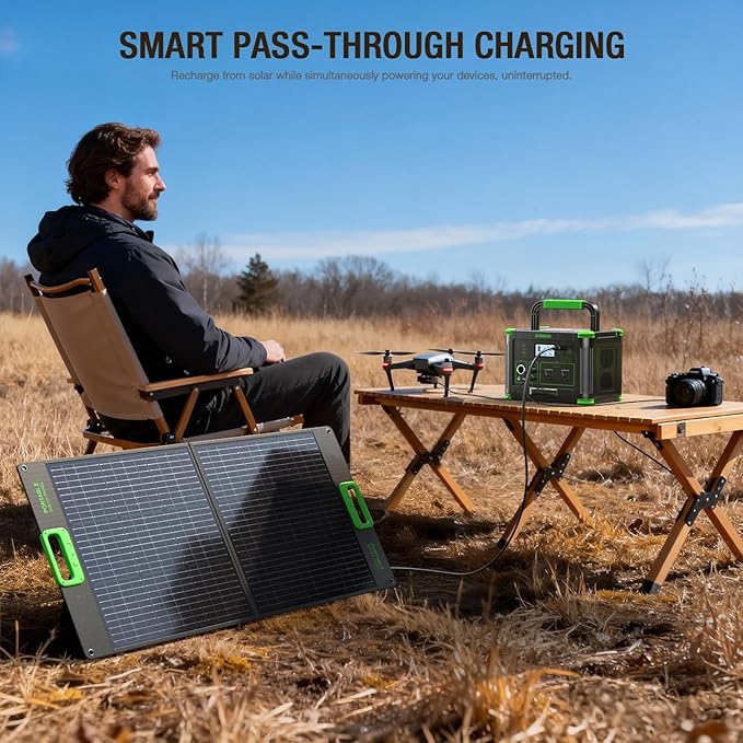 500W Portable Power Station with 100W Foldable Solar Panel, 519.48Wh Outdoor Solar Generator Backup Battery Pack with 2 AC Outlets, for RV, Van, Camping, Climbing, Road Trip & Home Emergency Use