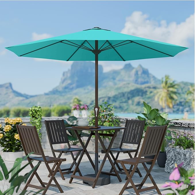 PatioKingdom 11FT Patio Umbrella,Outdoor Umbrella with Push Button Tilt and Crank,Market Table Umbrella with 8 Sturdy Fiberglass Ribs UV Protection