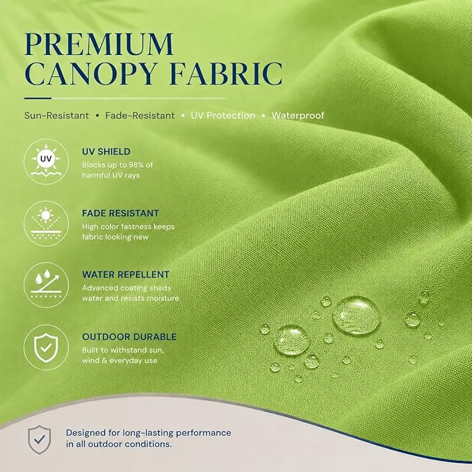 10ft Patio Umbrella, 3-Tier Vented Outdoor Table Umbrella with 8 Sturdy Fiberglass Ribs, Windproof Market Umbrella with Push Button Tilt and Crank, UV Protection for Deck, Pool, Apple Green