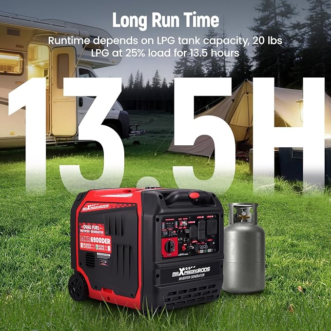maXpeedingrods 6900 Watt Dual Fuel Inverter Generator w/CO Sensor,RV Charge | Gas and Propane Powered,120V/240V Dual Votage Output,Remote & Electric Start, MXR6900DER,CO Alarm,Outdoor Camping, RV Ready