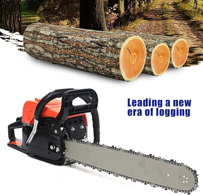 Gasoline Powered Logging Saw, 35.4" Handheld Gasoline Chain Saw, Wood Cutting Shredder for Farms, Gardens and Pastures