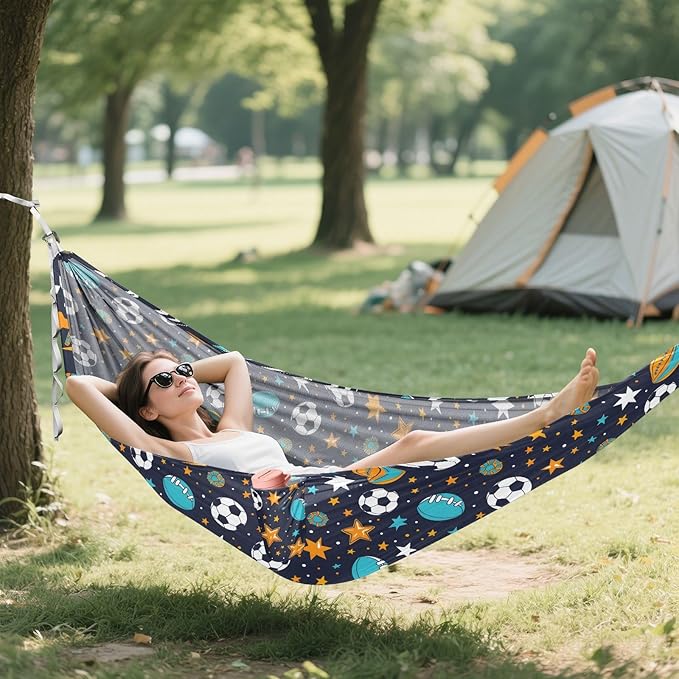 Camping Hammock Outdoor Hammocks for Outside Ball and Star Beach Trees Portable Lightweight with Pockets Tree Straps Indoor