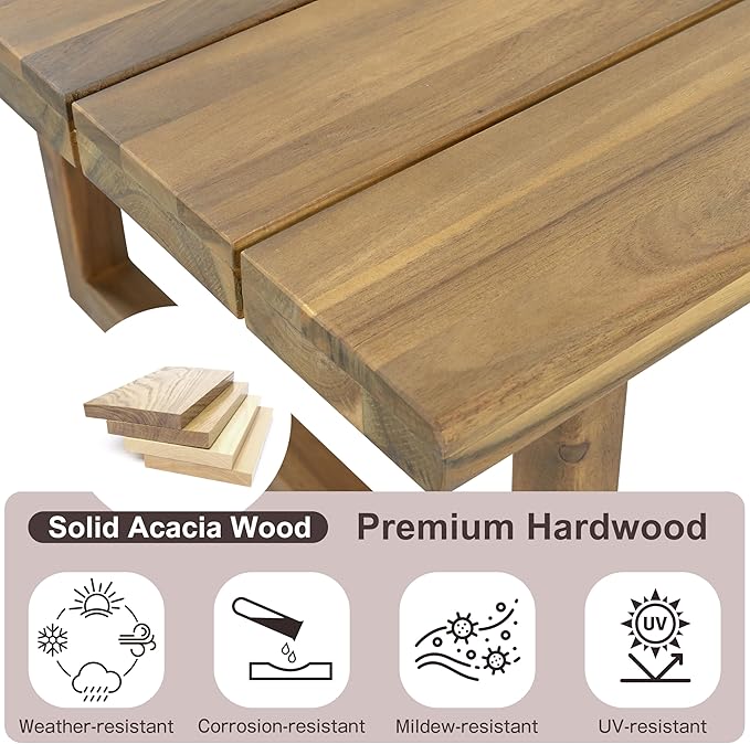 Outdoor Acacia Wood 6-Seater Sectional Sofa Set