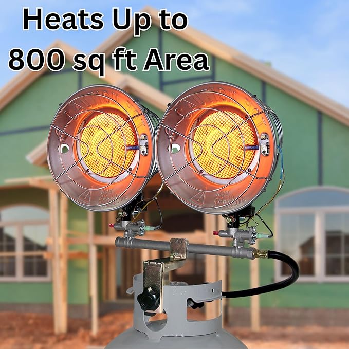 Comfort Gear Double Tank Top Portable Propane Radiant Heater, 30,000 BTUs, Instant Infrared Heat, for Jobsite/Garage/Workspace, Up to 48 Hrs on 20 lb Tank, Outdoor Use Only