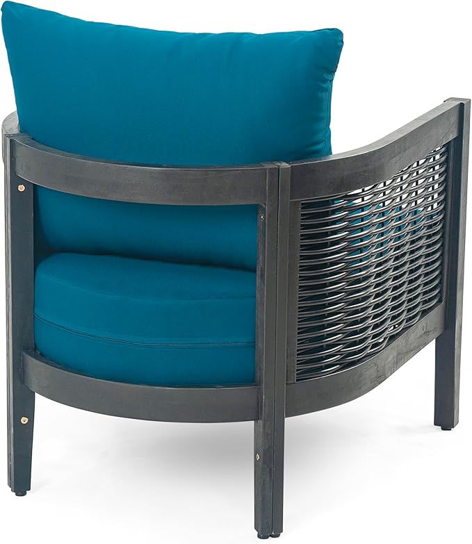Merax Set of 2 Outdoor Acacia Wood Wicker Club Chair with Cushion,Patio Furniture Conversation Seat for Backyard Garden