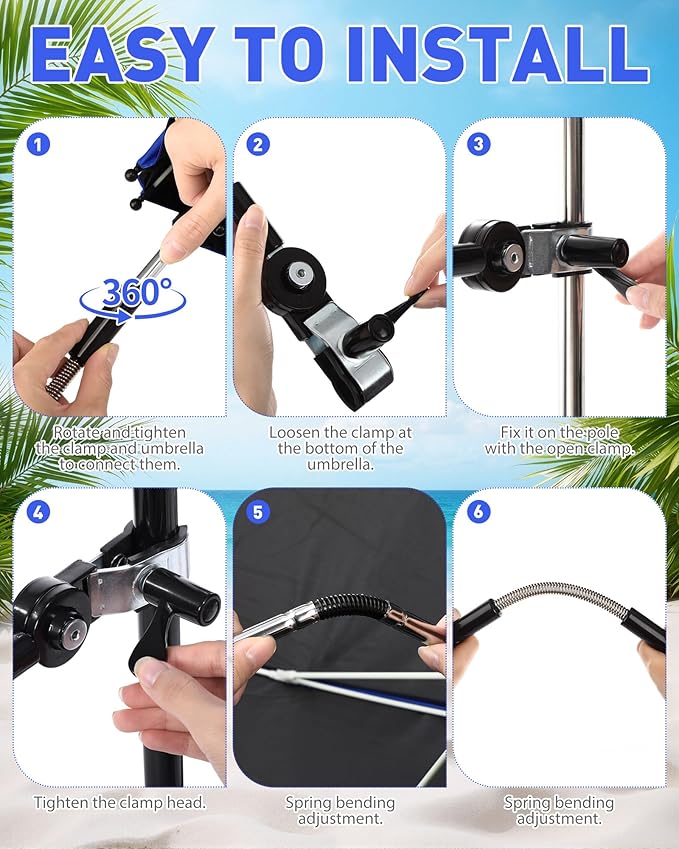 Shinylin 4 Pcs Beach Chair Umbrellas with Clamp 360° Adjustable 42" Umbrellas for Chairs Upf50+, Stroller, Fishing, Camping, Patio, Wheelchair, Golf Cart (Chair Not Included)