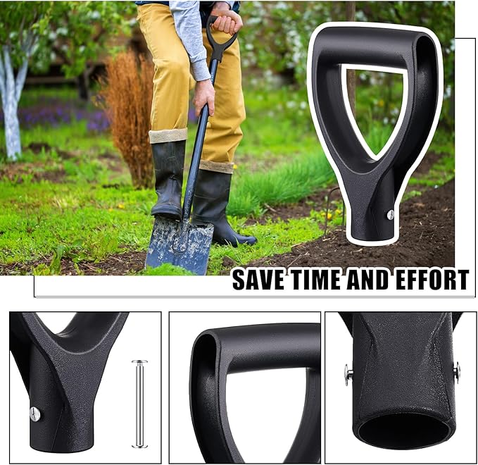Yaocom Shovel Handle Replacement D Grip Shovel Handle with 6 Post Screw 1-1/4" /32mm Inner Diameter Spade PVC D Grip for Garden Digging Raking Tools
