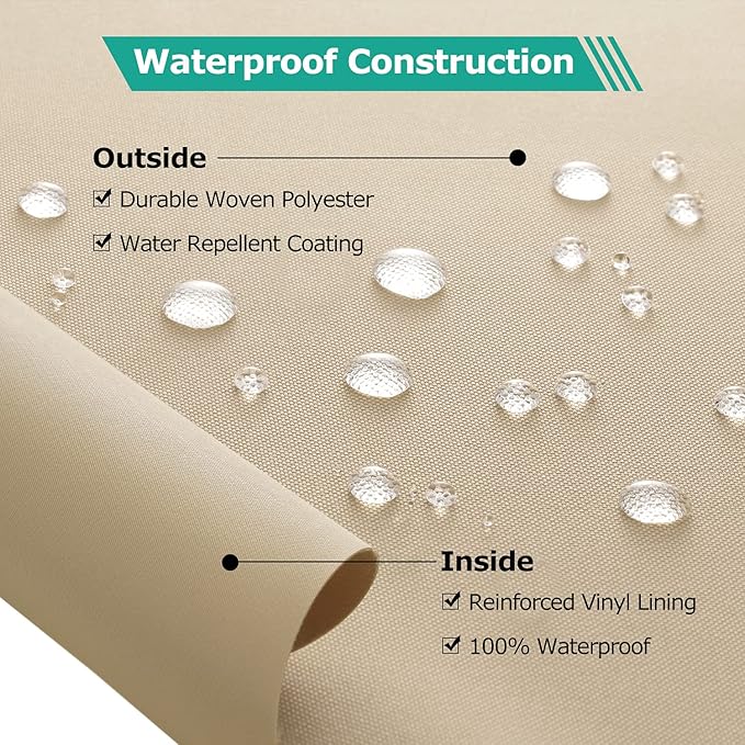 SunPatio Outdoor Couch Cover Waterproof, Patio Furniture Covers for 3 Seater Sofa, 78W x 42D x 32H inch, Heavy Duty Deep Seat Sofa Cover with Air Vents and Handles, Beige & Olive