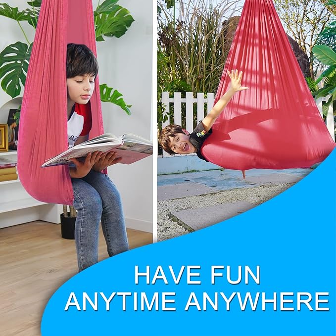 Indoor Therapy Sensory Swing for Kids, Special Needs Joy Cuddle Ceiling Snuggle Swings, Outdoor Room Adjustable Fabric Hammock for Children Child Teens Autism, ADHD, Aspergers, Sensory Integration