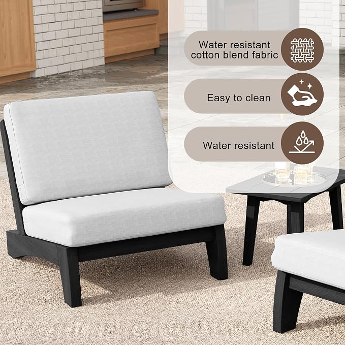 3 Pieces Patio Furniture Sets, All-Weather Outdoor Wood Bistro Set Patio Conversation Side Table Chiars for Balcony, Backyard
