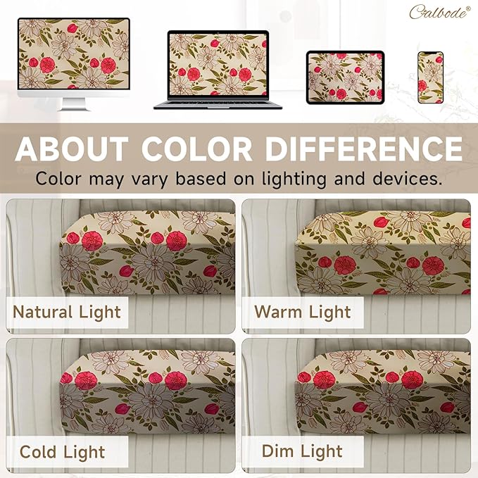 CALBODE 12Pcs Stretch Patio Cushion Cover, Floral Couch & Sofa Slipcovers for Patio Furniture Cushions Washable Reusable Couch Covers Replacement for All-Season (Rosy Pink Floral,Cover Only)