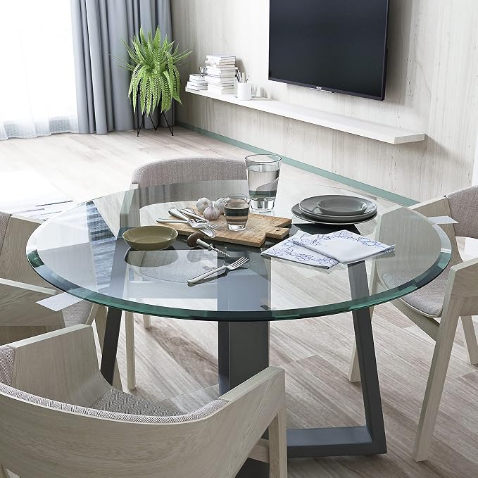36" Tempered Glass Table Top Round Transparent Table Surface 3/8'' Thick Beveled Edge Multipurpose for Dining, Coffee, Restaurant and End Table (3/8" Thick - Beveled Edge, 36 inch)
