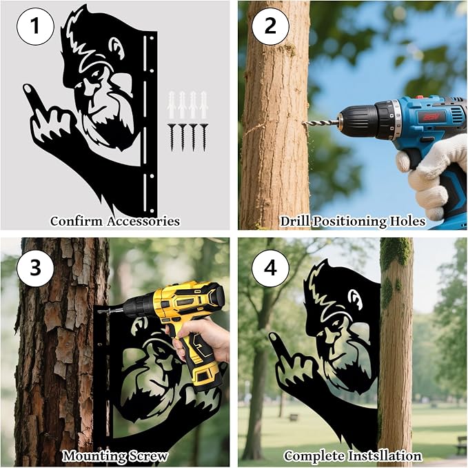 15 Inch Bigfoot Yard Decor, Funny Metal Sasquatch Sign for Fence | Funny Bigfoot metal sign for fences, trees, posts, porches, cabins, garages, yards and man caves