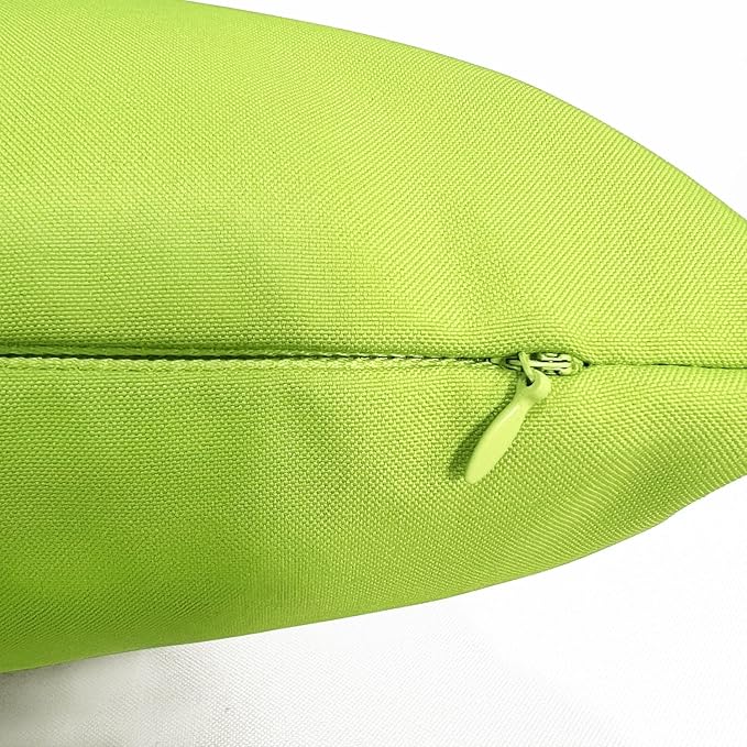 VAKADO Green Waterproof Outdoor Throw Pillow Covers 18x18 Set of 2 UV Fade | Soft polyester, hidden zipper. Fade resistant, patio porch garden furniture. Machine washable, all-season durability.