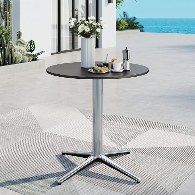 MFSTUDIO Outdoor Patio Bistro Table, Round Patio Dining Table for 2 to 4, 30" Metal Outdoor Side Coffe Table for Balcony Backyard Patio Garden or Indoor