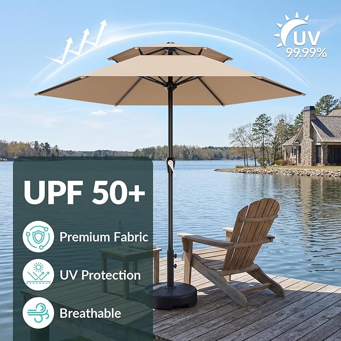 AreShark 12FT Patio Umbrella, Outdoor Umbrellas with 6 Sturdy Ribs