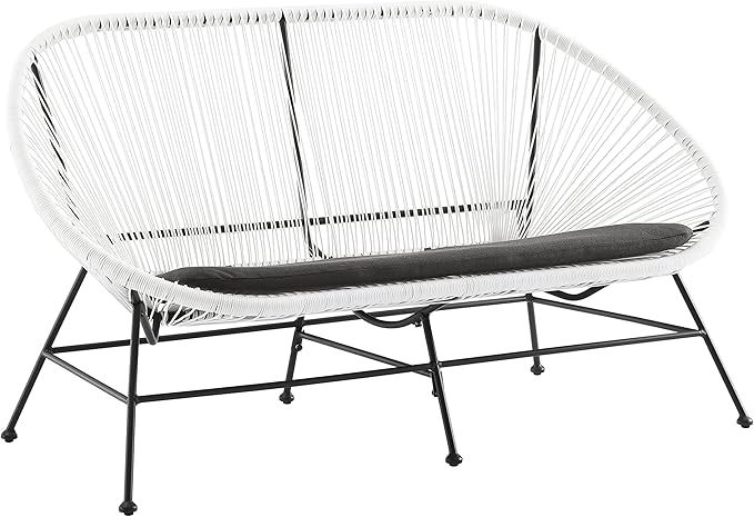 Linon Charleston White Woven Hammock Style Outdoor Loveseat