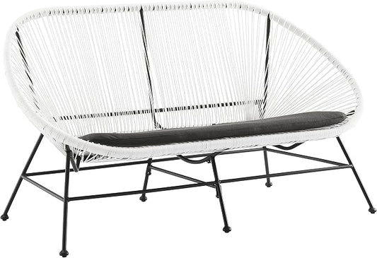 Linon Charleston White Woven Hammock Style Outdoor Loveseat