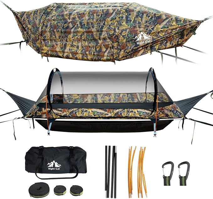 Night Cat Flat Lay Hammock Tent with Sleeping Bag for 1 Person Flat Lay Hammock Tent Combo Set