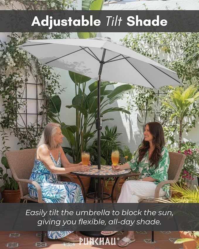 6 Ft Outdoor Patio Umbrella, Easy Open/Close Crank and Push Button Tilt Adjustment - Gray Market Umbrellas