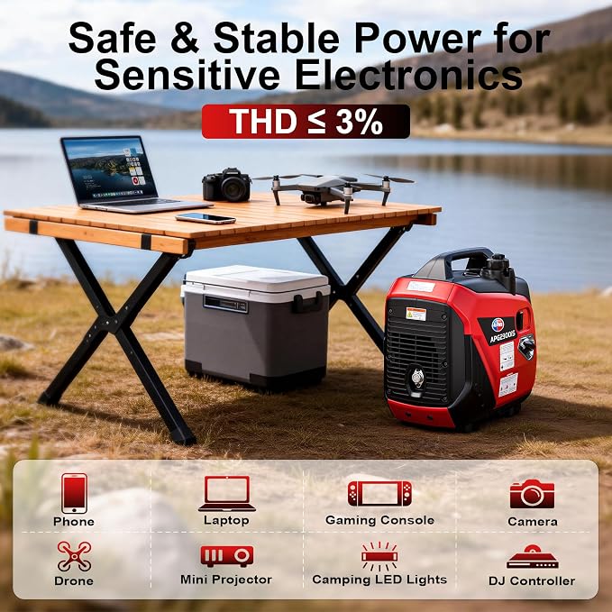 All-Power 2000W Portable Inverter Generator: Quiet Small Gasoline Generator CO-Sensor ECO Mode EPA Compliant 1.05 Gal Fuel Tank Gas Powered Emergency Backup for Outdoor Camping Home Use