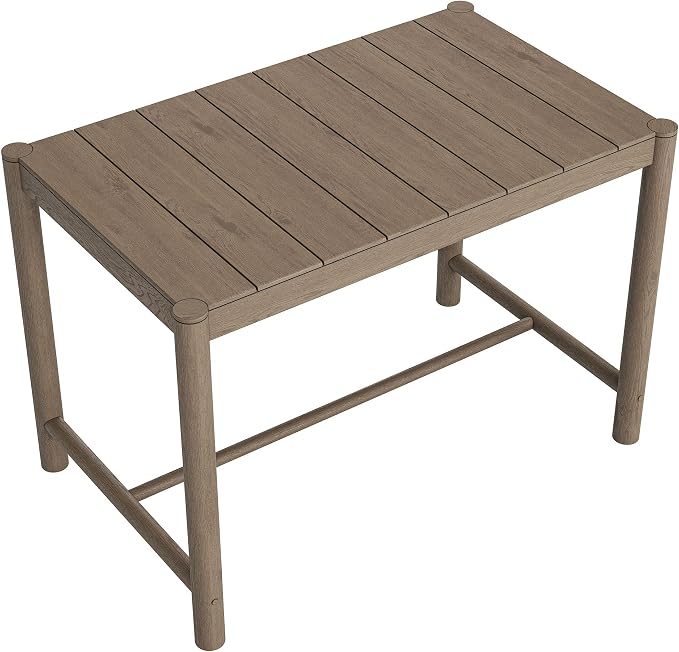 Modway Eleni 56-Inch Outdoor Teak Wood Bar Table in Weathered Gray Teak – Rectangular Patio Bar Table with Slatted Top for Patios, Decks, Or Gardens