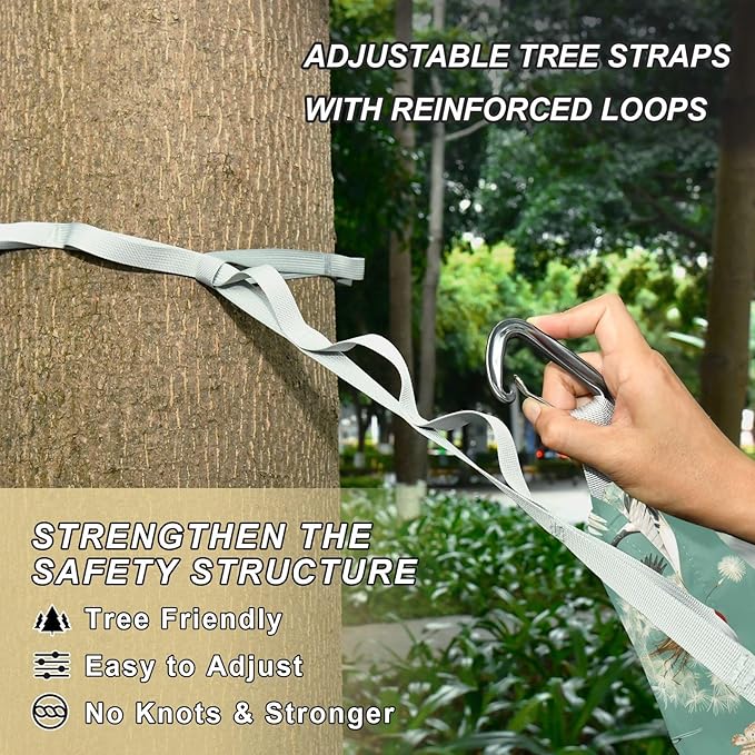 Camping Hammock Outdoor Hammocks for Outside Crane Dandelion Beach Trees Portable Lightweight with Pockets Tree Straps Indoor