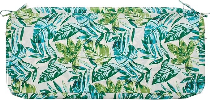 FUNHOME Outdoor Bench Cushion Cover 42 x18 x 3 inch,Water Resistant Cover with Zipper&Ties,Fade-Resistant Slipcover,Patio Porch Swing Cushion Cover Replacement Only,No Insert(Palm Leaf)