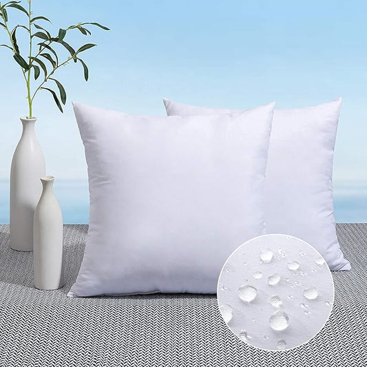 MIULEE Pack of 2 18x18 Outdoor Pillow Inserts, Outdoor Throw Pillows Water-Resistant Decorative Premium Square Pillow Stuffer Sham for Porch Swing Couch Sofa Cushion Patio Furniture