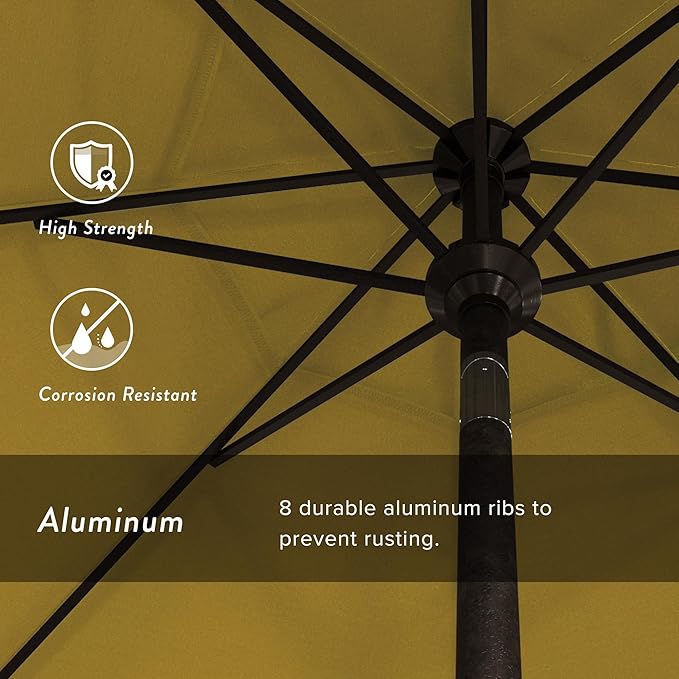 California Umbrella 7.5' Rd. Aluminum Patio Umbrella, Crank Lift, Collar Tilt, Bronze Pole