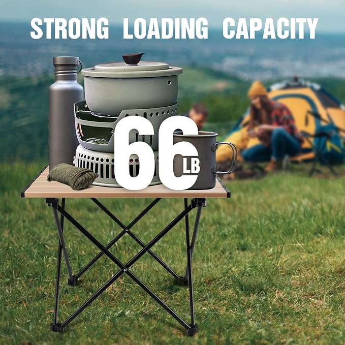 VILLEY Portable Camping Side Table, Ultralight Aluminum Folding Beach Table with Carry Bag for Outdoor Cooking, Picnic, Camp, Boat, Travel
