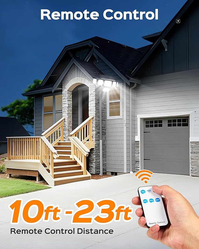 Motion Sensor Outdoor Lights with Flexible Octopus Tripod,6000LM 336LED Security Flood Lights with Remote Control, 360°Wide Angle, 6 Heads Solar Lights Outdoor Waterproof for Yard Patio Garage(2pack)