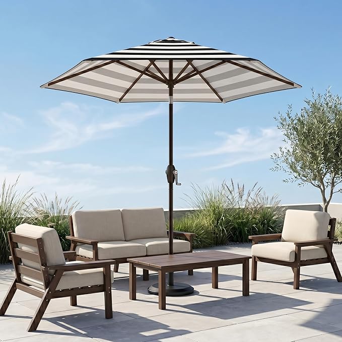 7.5ft Patio Umbrella, Outdoor Table Market Umbrella with Smooth Crank Lift, 6 Windproof Fiberglass Ribs, UPF50+ UV Protection for Deck, Pool, Garden and Backyard