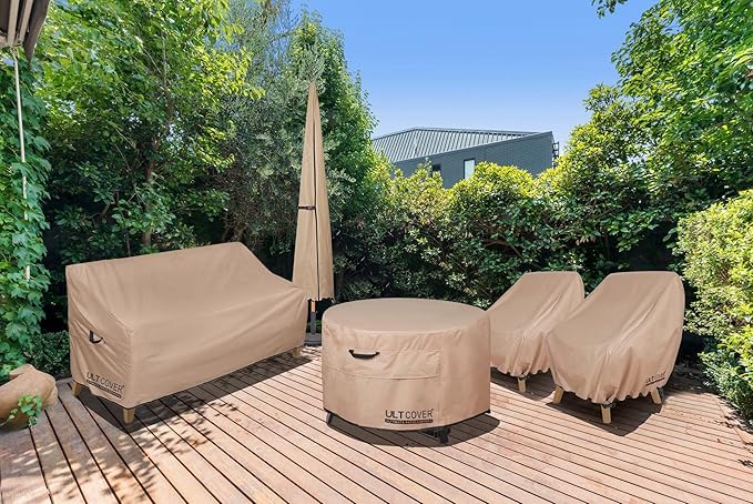 ULTCOVER Waterproof Patio Chair Cover 2 Pack Outdoor Lounge Deep Seat Single Lawn Chair Covers 32W x 34D x 34H inches