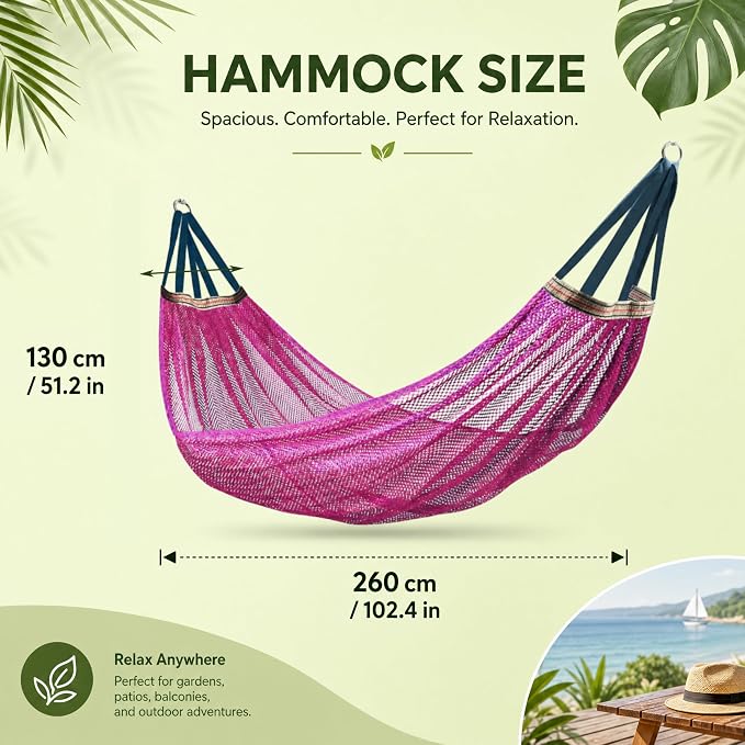 Lightweight Portable Anti-Roll Breathable Mesh Camping Hammock 102.36x51.18in with Tree Straps & Carry Bag, No Stand Included
