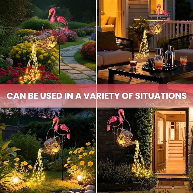 LOVERUIS Solar Watering Can Light with Fairy Pink Flamingo Gifts for Mon Solar Lantern Lights Decoration Outdoor Yard Art Patio Porch Lawn Valentine Decor Gift Women Wife