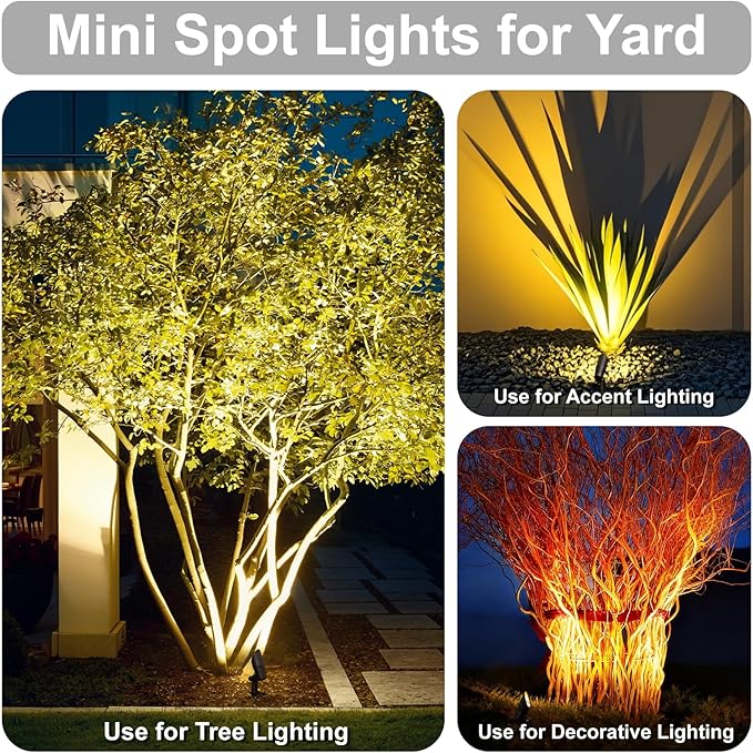 Mini LED Spot Lights Outdoor, 5W 12V Outdoor Bronze Low Voltage Landscape Spot Lights Wired for Tree House Yard Garden, 60° Beam Angle, 2200K/2700K/3000K/4000K /5000K, Aluminium, 1PK