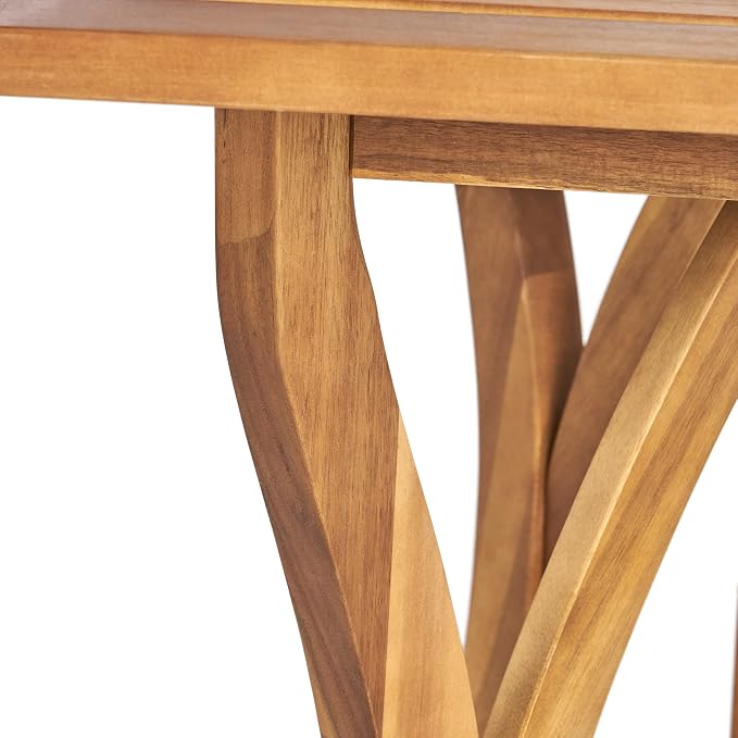 Merax 59" Rectangular Outdoor Dining Table Acacia Wood Patio Table Slat Panels Tabletop, Bear 300LBS, Teak Finish
