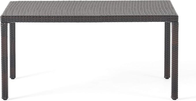 Christopher Knight Home Rhode Island Outdoor Wicker Rectangular Dining Table, Multibrown