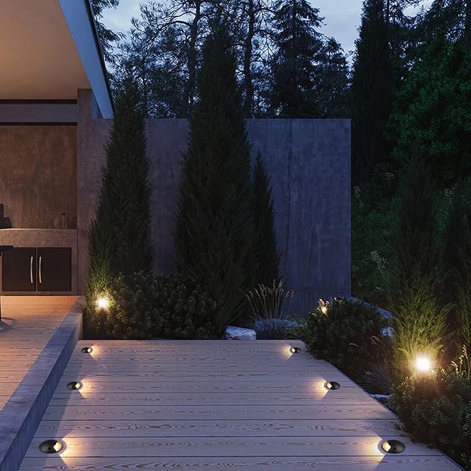 Well Lights Low Voltage Landscape Lighting Outdoor In Ground Lights for Driveway,Path,Paver,LED 2W AC/DC 12V 24V Warm White Waterproof IP67 Aluminium Single Side Lighting for Floor,Stair,1PACK