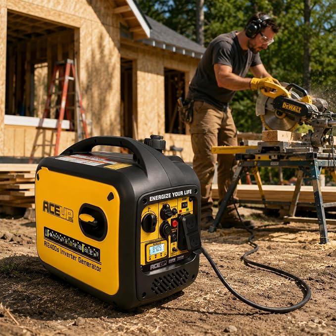 Aceup Energy 2500 Watt Portable Inverter Generator, Super Quiet Gas Powered Generator for Home use, Camping, EPA Compliant