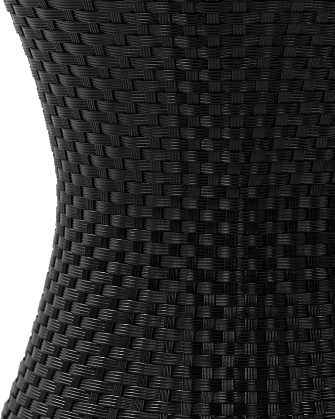 Outdoor Wicker Side Table, Lightweight & Water-Resistant All-Weather, Small Rattan End Table Hourglass Shape Wicker Patio Table, for Patio Porch Living Room, Black