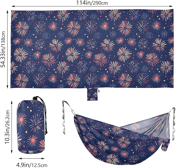 Camping Hammock Outdoor Hammocks for Outside Fireworks Beach Trees Portable Lightweight with Pockets Tree Straps Indoor