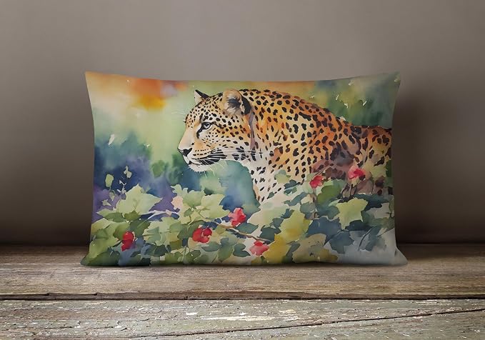 Caroline's Treasures DAC2945PW1216 Leopard Throw Pillow Machine Washable, Indoor Outdoor Decorative Pillow for Couch, Bed or Patio, 12HX16W