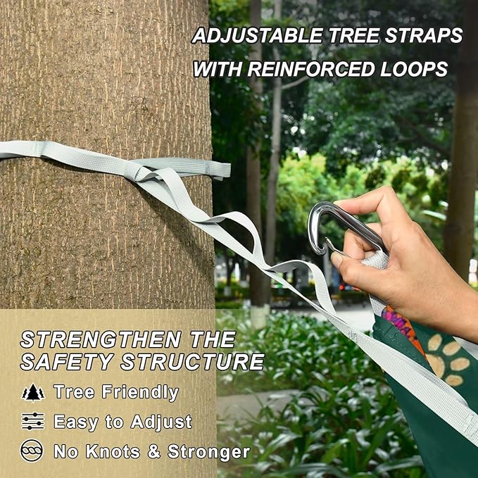 Retro Animal Outdoor Hammock with Tree Straps Cloth for Outside Beach Patio Garden