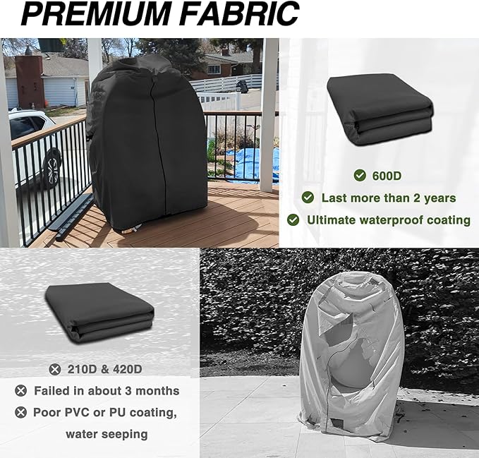 Porch Shield Patio Hanging Egg Chair Cover - 600D Waterproof Outdoor Single Seat Wicker Swing Egg Chair with Stand Protector, Black