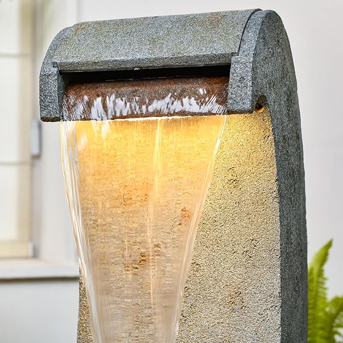 36'' Outdoor Water Fountain with LED Light, Cascading Waterfall Fountain for Garden Patio Backyard, Decorative Water Feature for Home & Yard Relaxation